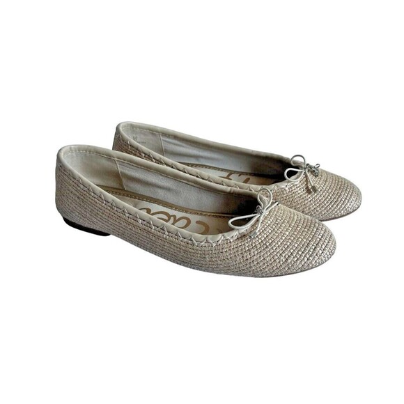Sam Edelman Falcon Raffia Ballet Flats Casual Chic Slip On Shoes Tan Women 7.5 - Picture 1 of 8